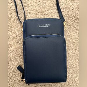 Small leather blue crossbody - like new